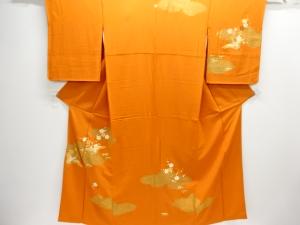 鶴に梅笹模様刺繍一つ紋訪問着